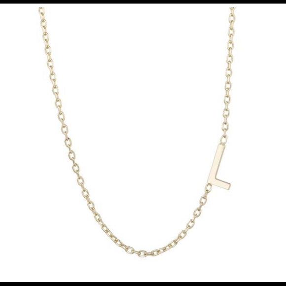 Asymmetrical Gold Initial Necklace - Picture 3 of 4